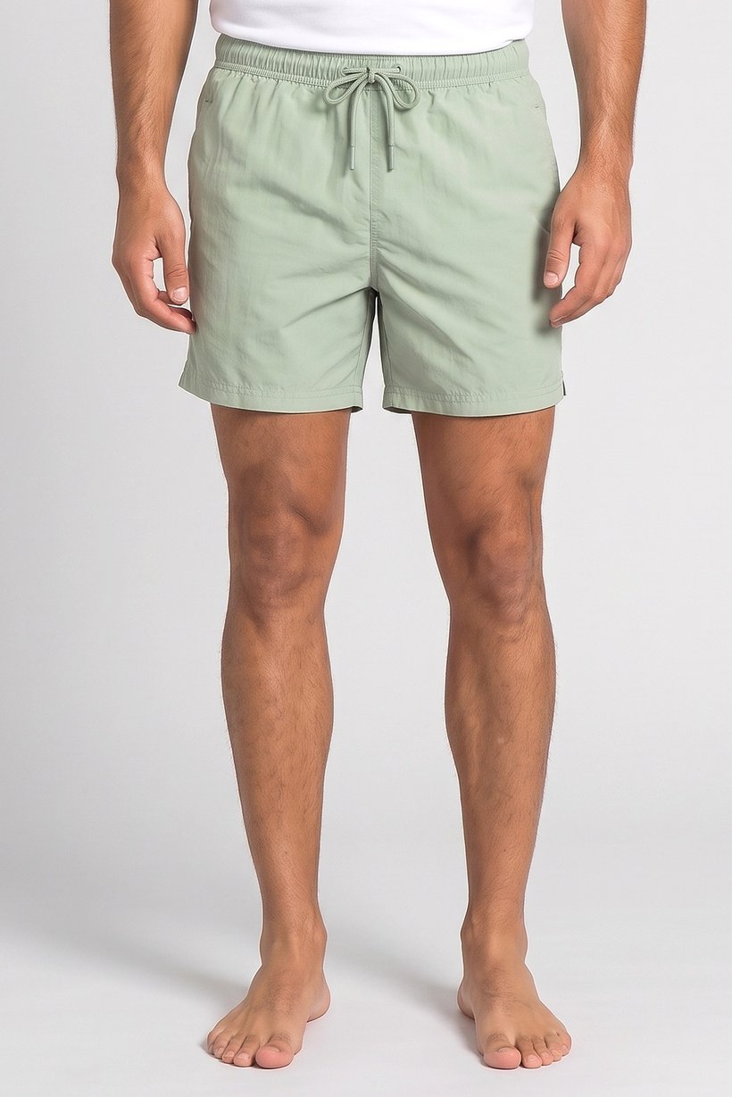 Men Solid Print Board Shorts, Sage