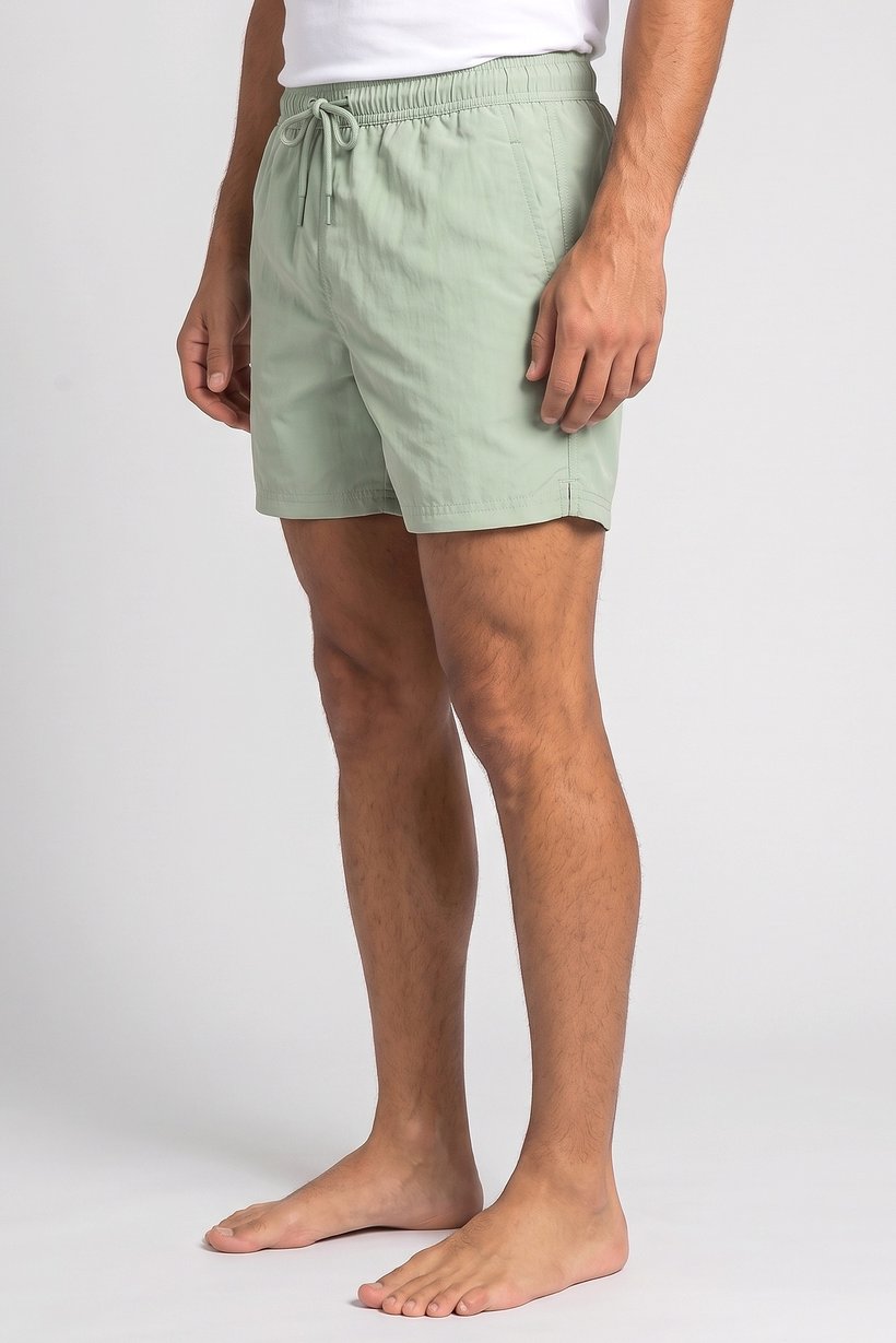 Men Solid Print Board Shorts, Sage