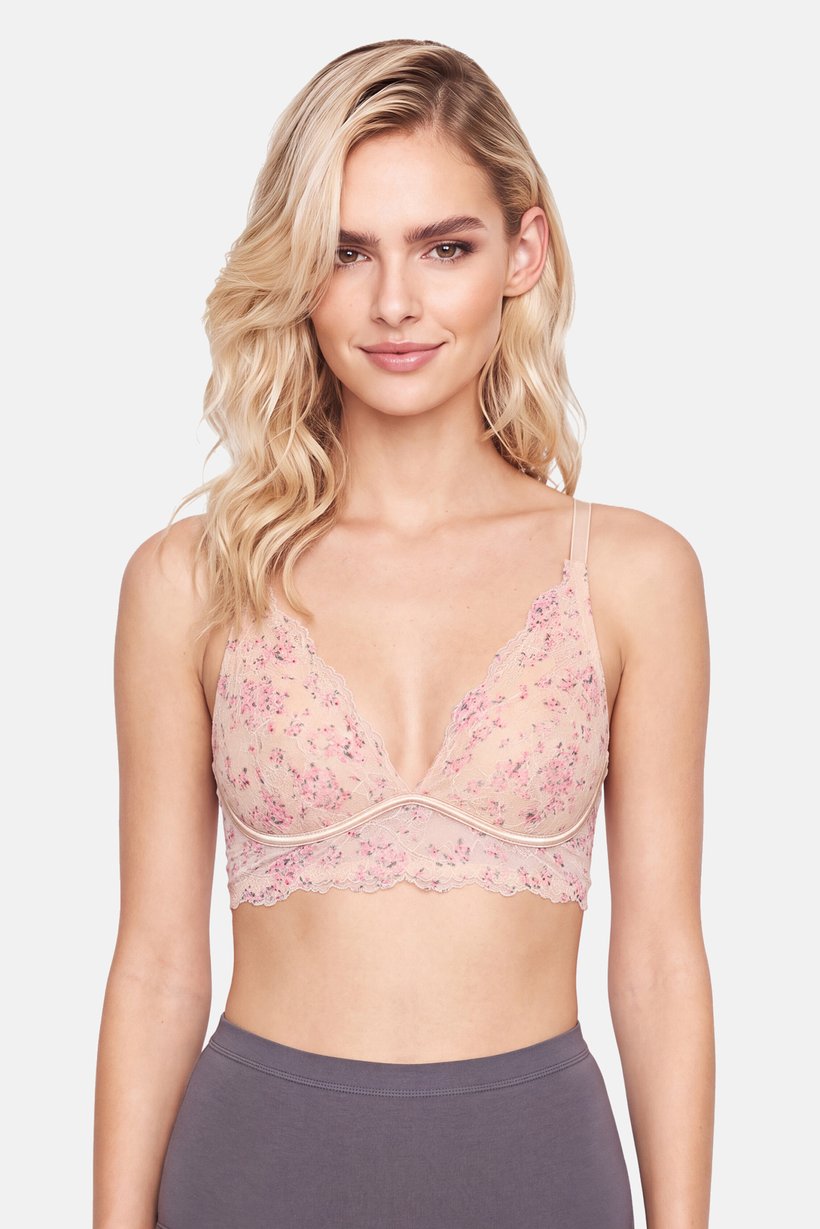 Women Non Padded Floral Print Bralette, Multicolor
