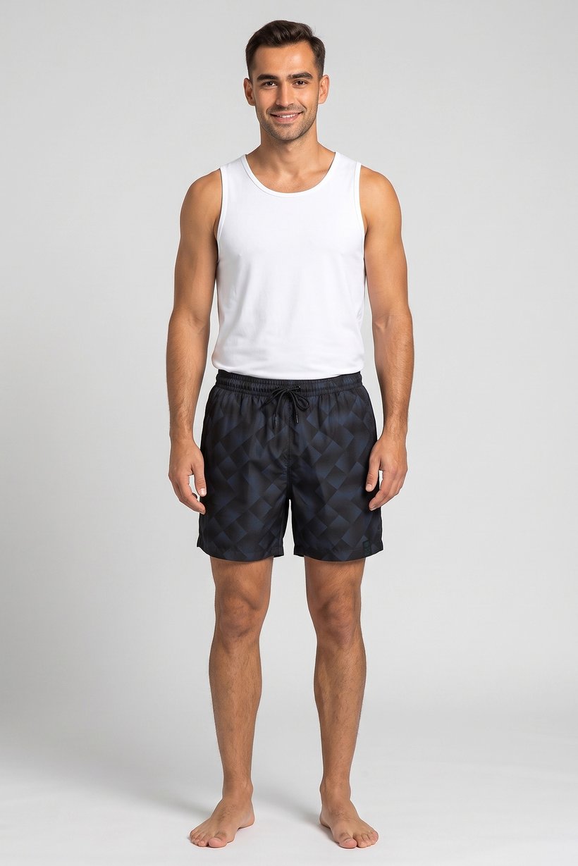 Men Diamond Pattern Board Short, Multicolor