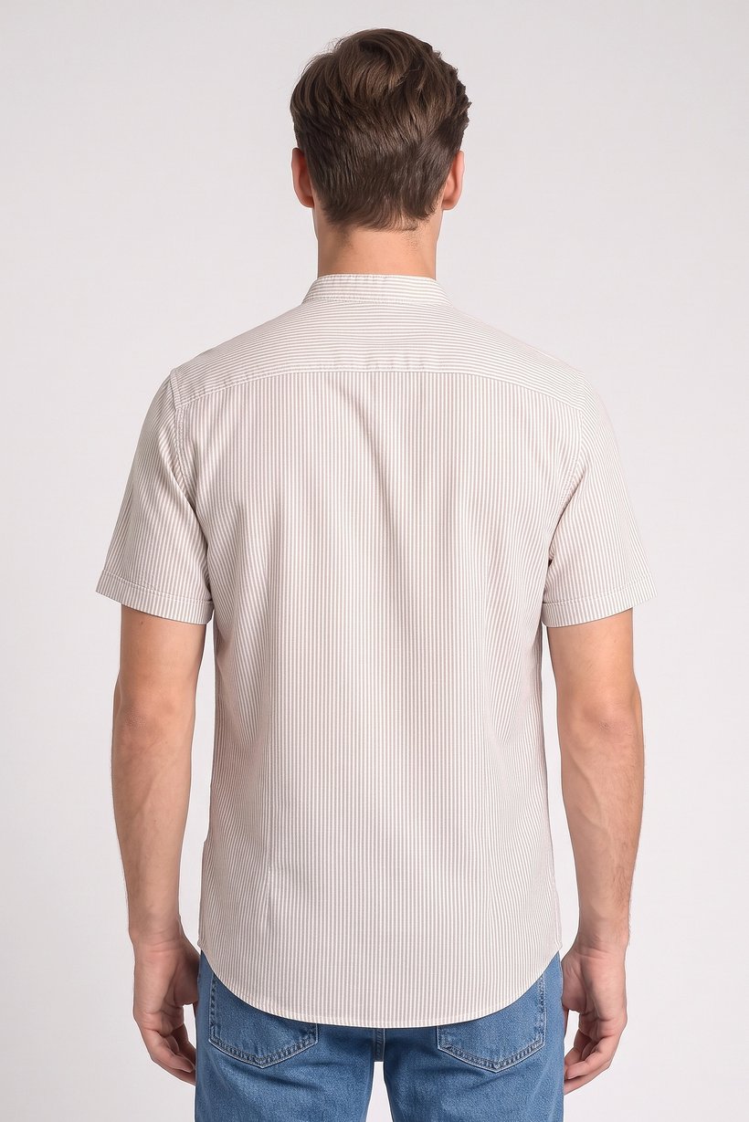 Men Slim Fit Stripe Short Sleeve Casual Shirt, Multicolor