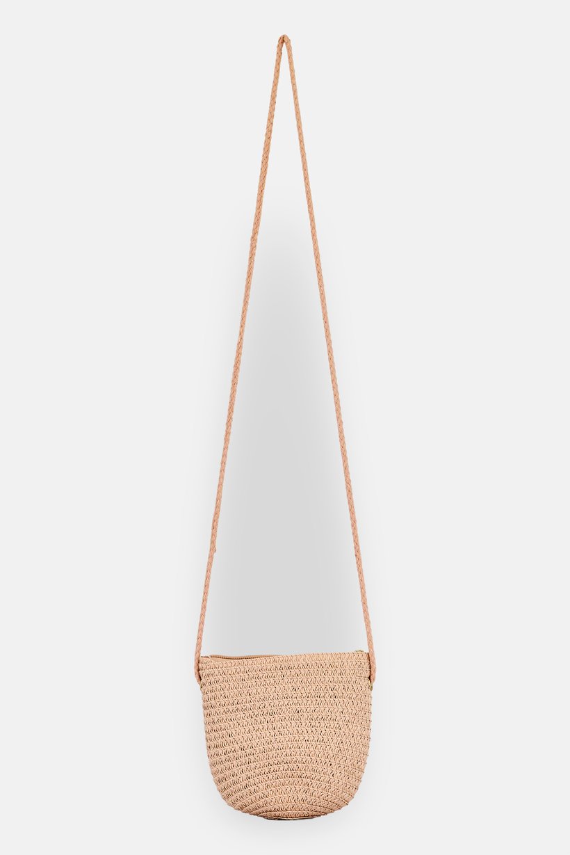 Kids Girl Knitted Print Shoulder Bag, Dusty Pink