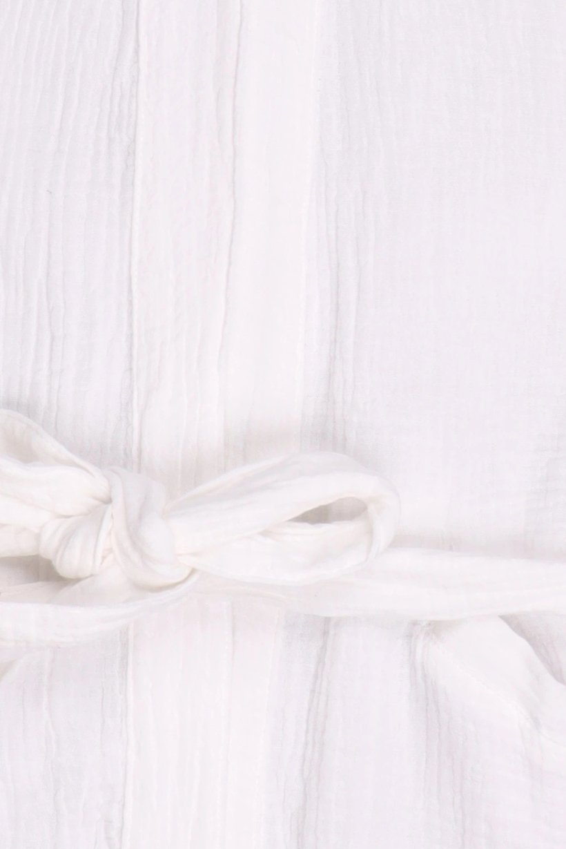 Women Split Neck Solid Short Sleeve Kimono Robe, White