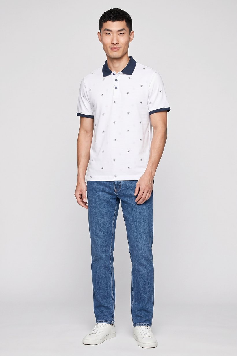 Men Regular Fit Allover Print Short Sleeve Polo Shirt, Multicolor