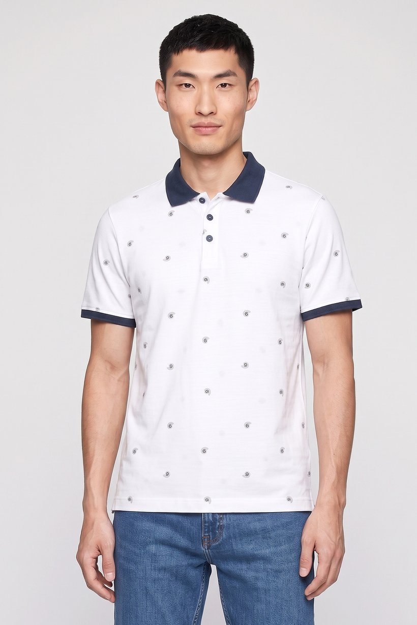 Men Regular Fit Allover Print Short Sleeve Polo Shirt, Multicolor