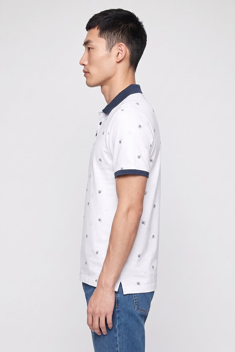 Men Regular Fit Allover Print Short Sleeve Polo Shirt, Multicolor