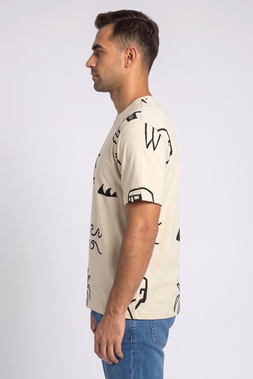 Men Crew Neck Short Sleeve Graphic Print T-Shirt, Multicolor