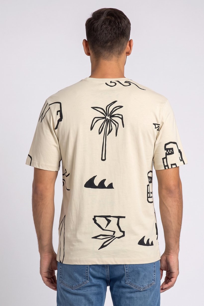 Men Crew Neck Short Sleeve Graphic Print T-Shirt, Multicolor