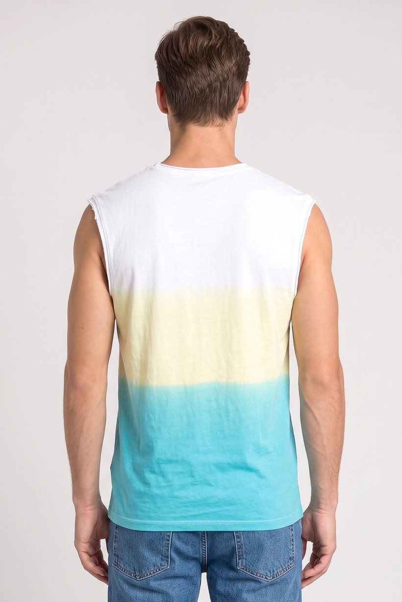 Men Regular Fit Sleeveless Tie Dye T-Shirt, Multicolor