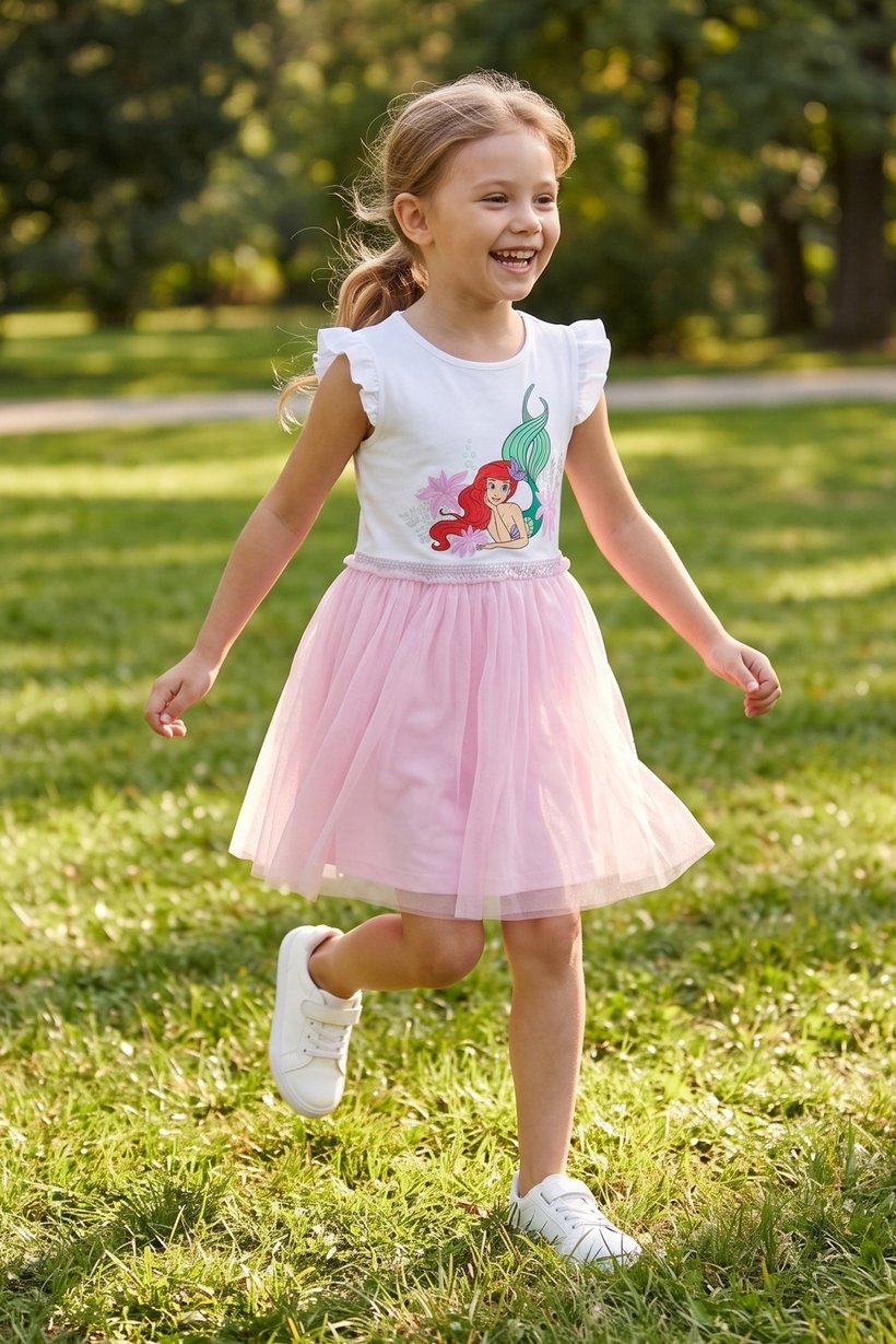Disney Kids Girl Graphic Print Dress, Multicolor