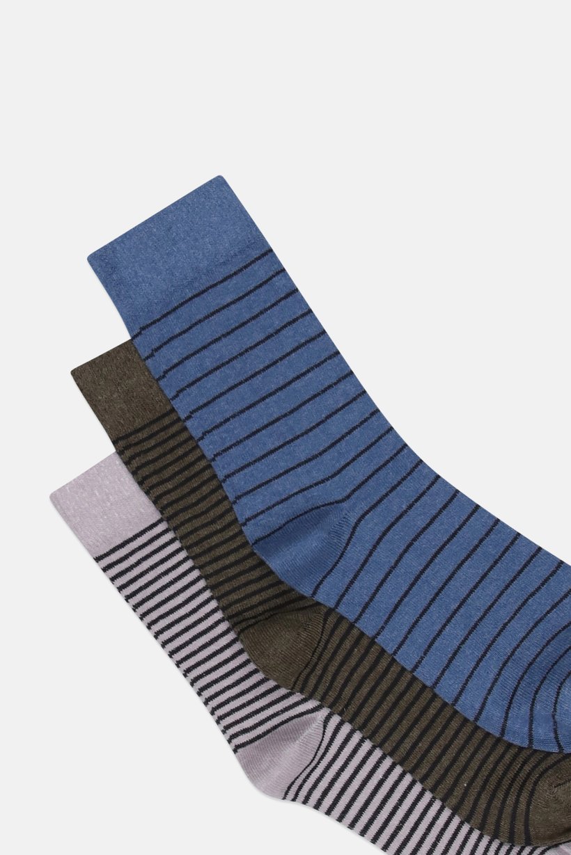 Men 5 Pairs Stripe Crew Socks, Multicolor
