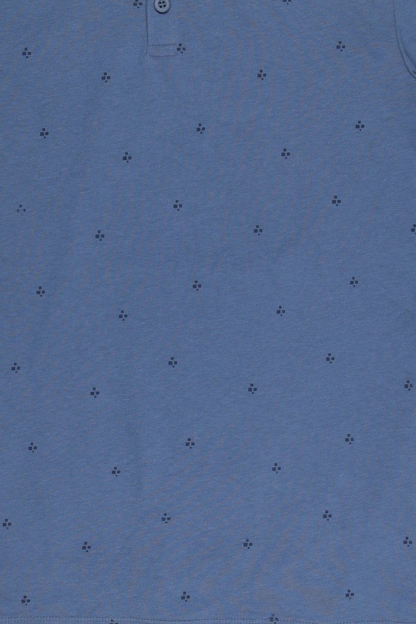 Men Regular Fit Allover Print Short Sleeve Polo Shirt, Dusty Blue