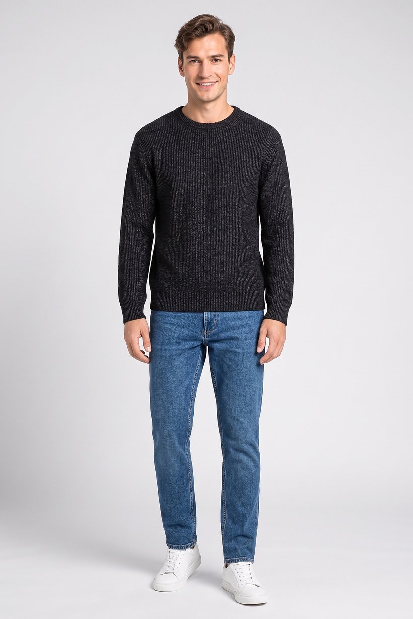 Men Crew Neck Knitted Sweater, Multicolor