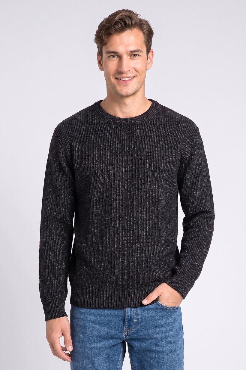 Men Crew Neck Knitted Sweater, Multicolor