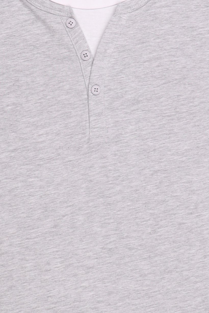 Men Crew Neck Long Sleeve Plain T-Shirt, Grey