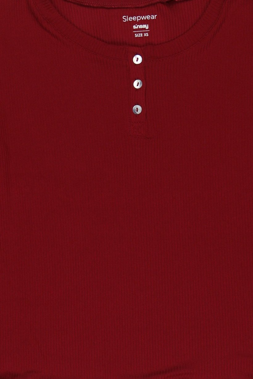 Women 2 Pieces Textured Long Sleeve Top And Pants Pajama Set, Burgundy