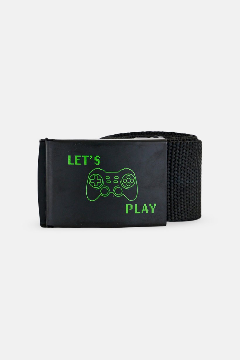 Kids Boy Graphic Print Adjustable Strap Belt, Black