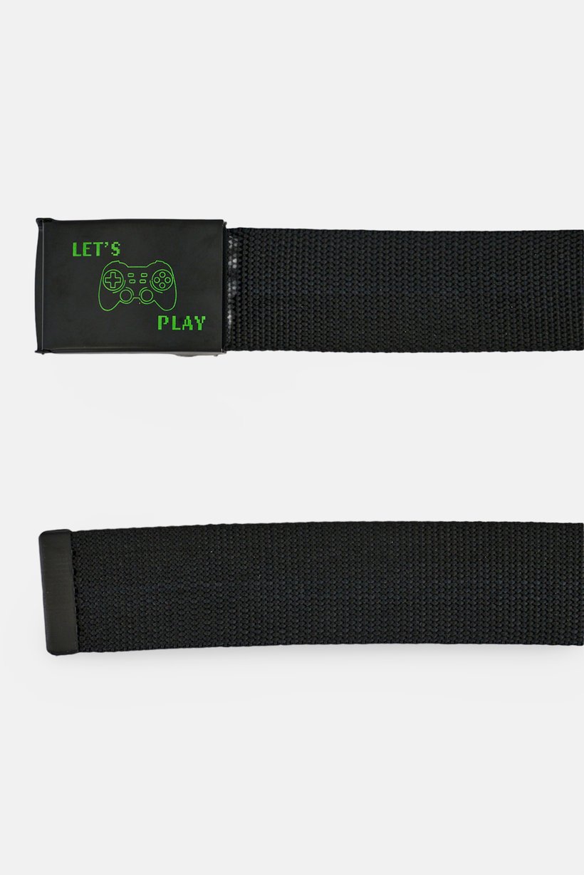 Kids Boy Graphic Print Adjustable Strap Belt, Black