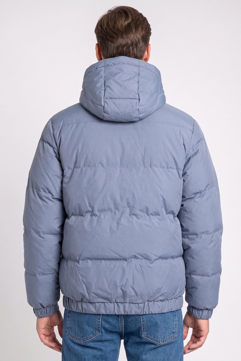 Men Quilted Puffer Jacket, Light Blue