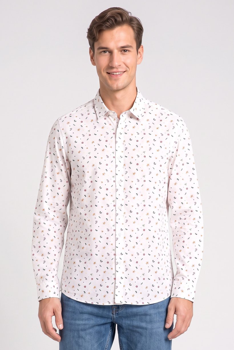Men Regular Fit Allover Print Long Sleeve Casual Shirt, Multicolor