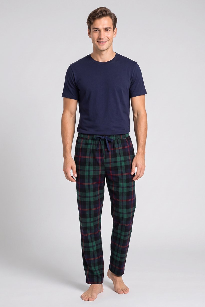 Men 2 Pieces Plain Shortsleeve T-Shirt And Pants Pajama Set, Multicolor