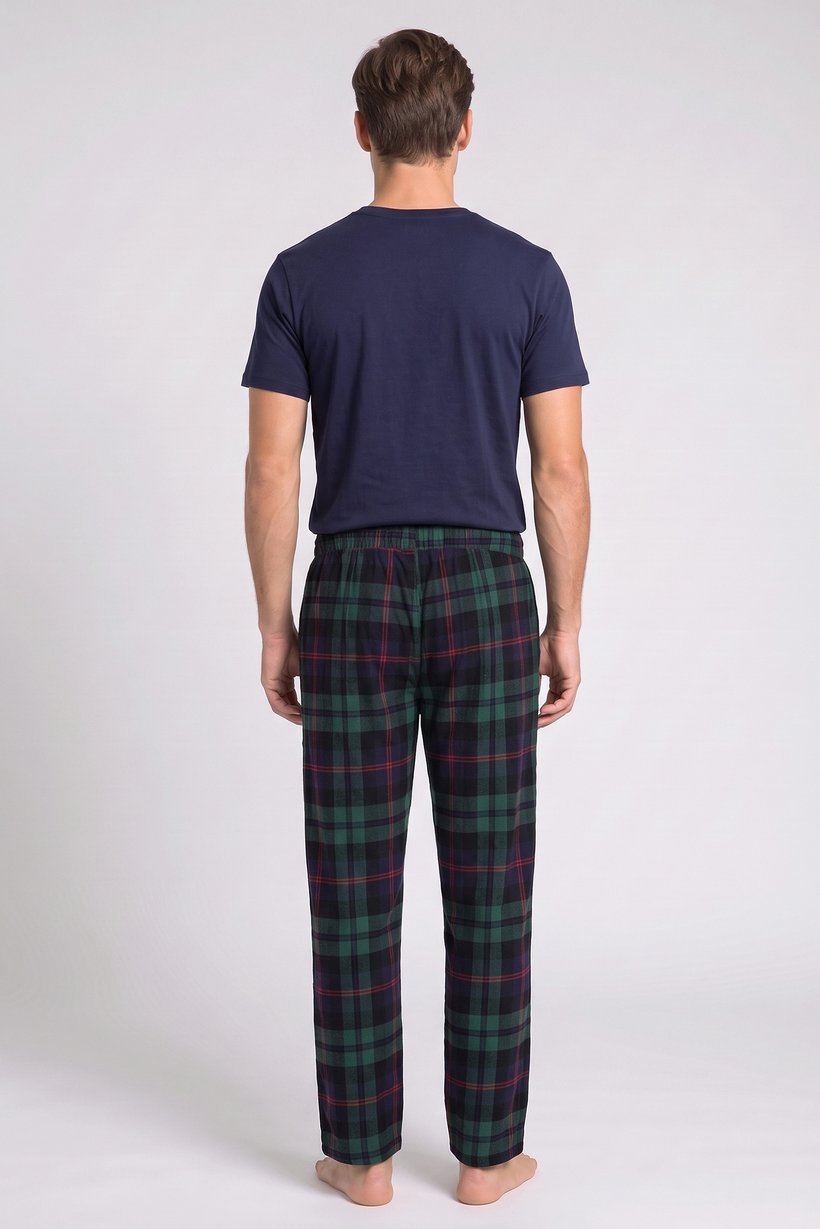 Men 2 Pieces Plain Shortsleeve T-Shirt And Pants Pajama Set, Multicolor