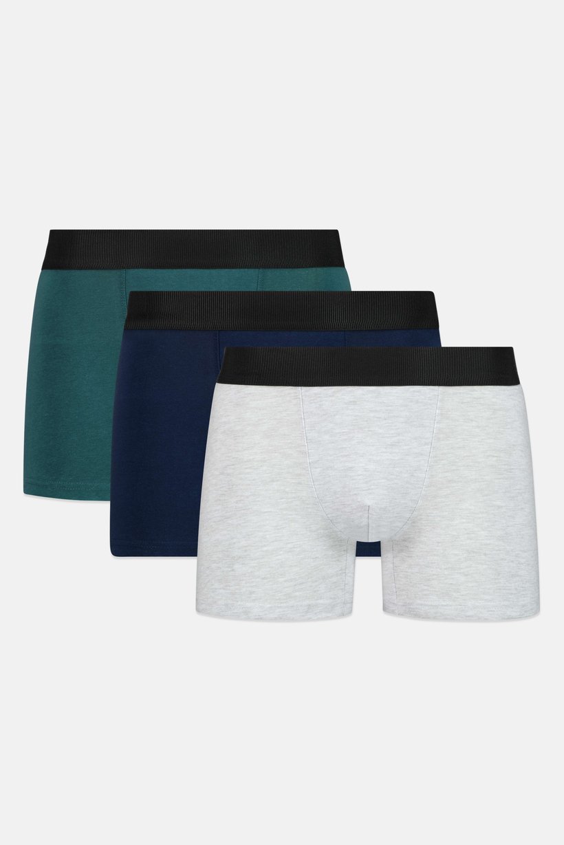 Men 3 Pieces Solid Long Trunks, Multicolor