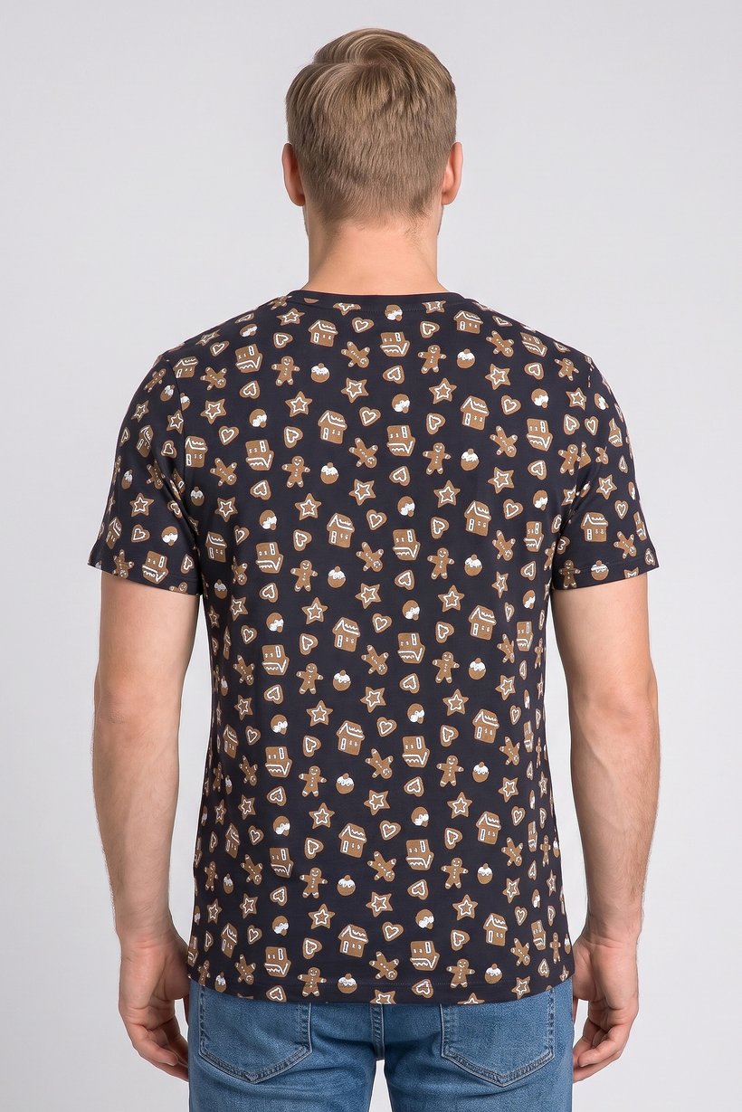 Men Crew Neck Short Sleeve Allover Print T-Shirt, Multicolor