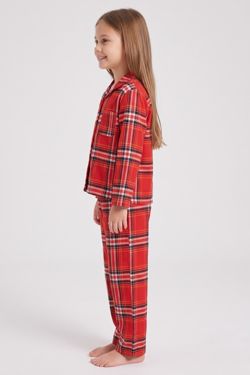 Kids Girl 2 Pieces Plaid Print Top And Pants Sleepwear Set, Multicolor
