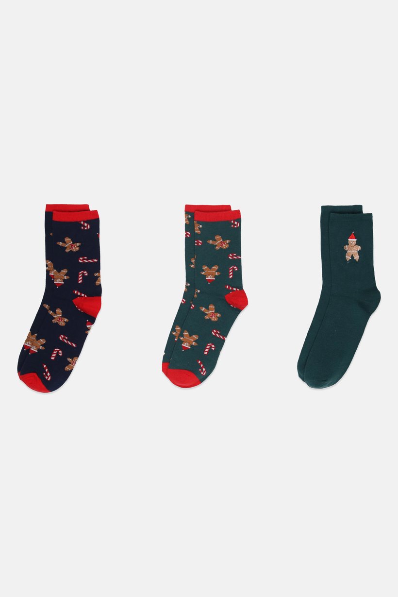Men 3 Pairs Graphic Print Crew Socks, Multicolor