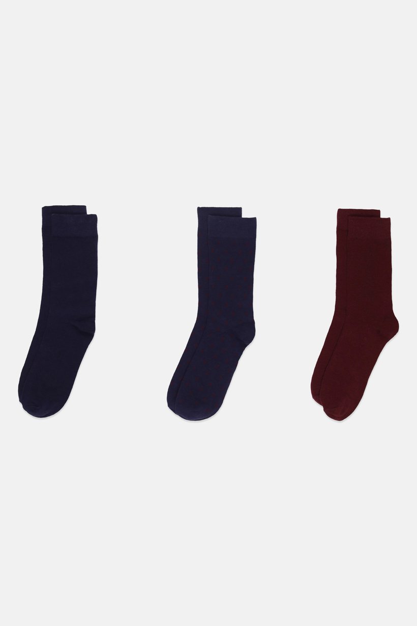 Men 3 Pairs Allover Print Crew Socks, Multicolor