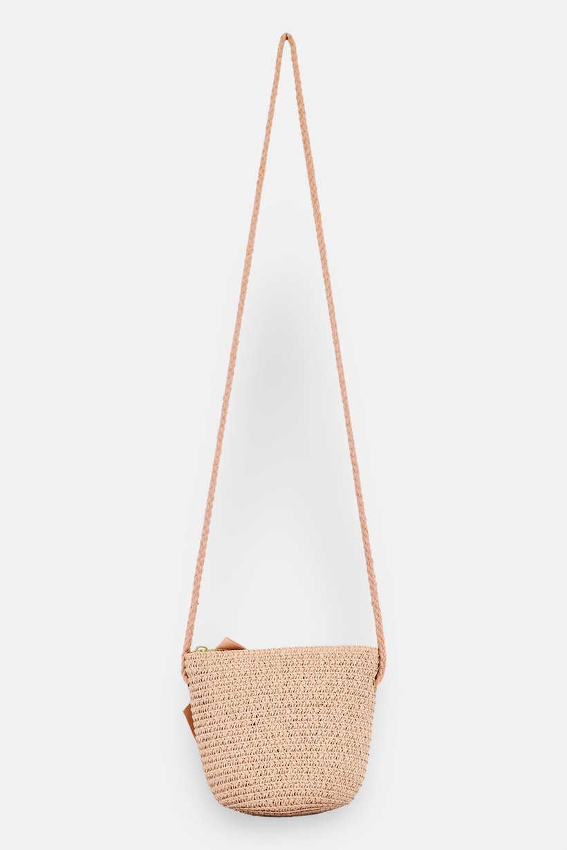 Kids Girl Knited Print Cross Body Bag, Dusty Pink