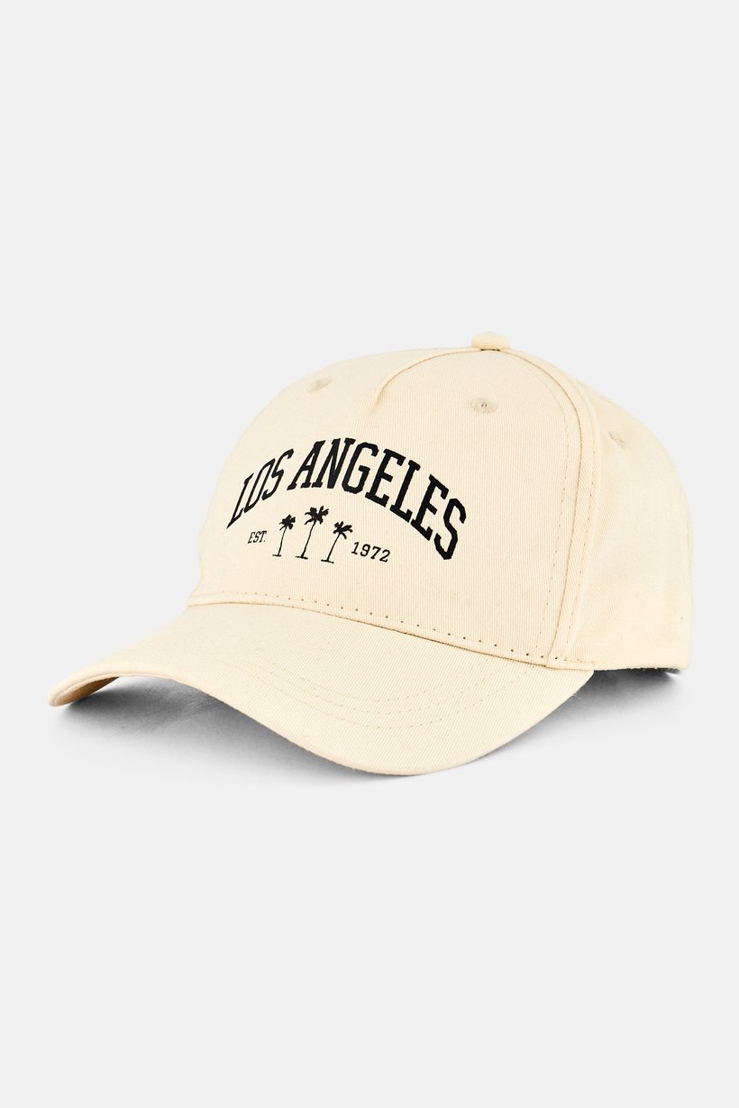 Men Graphic Print Adjustable Buckle Closure Cap, Beige