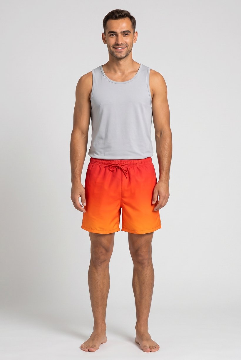 Men Ombre Print Board Shorts, Multicolor