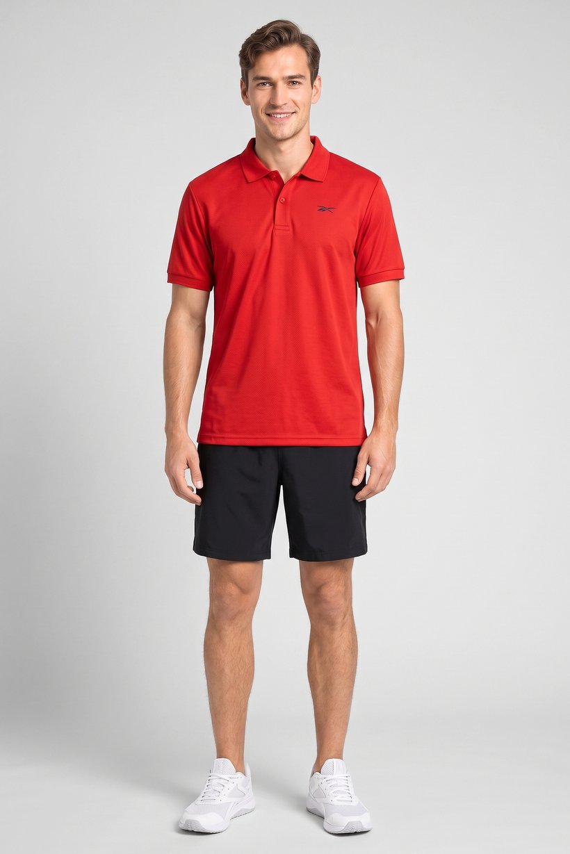 Men Sportswear Fit Short Sleeve Outdoor Polo Shirt, Red
