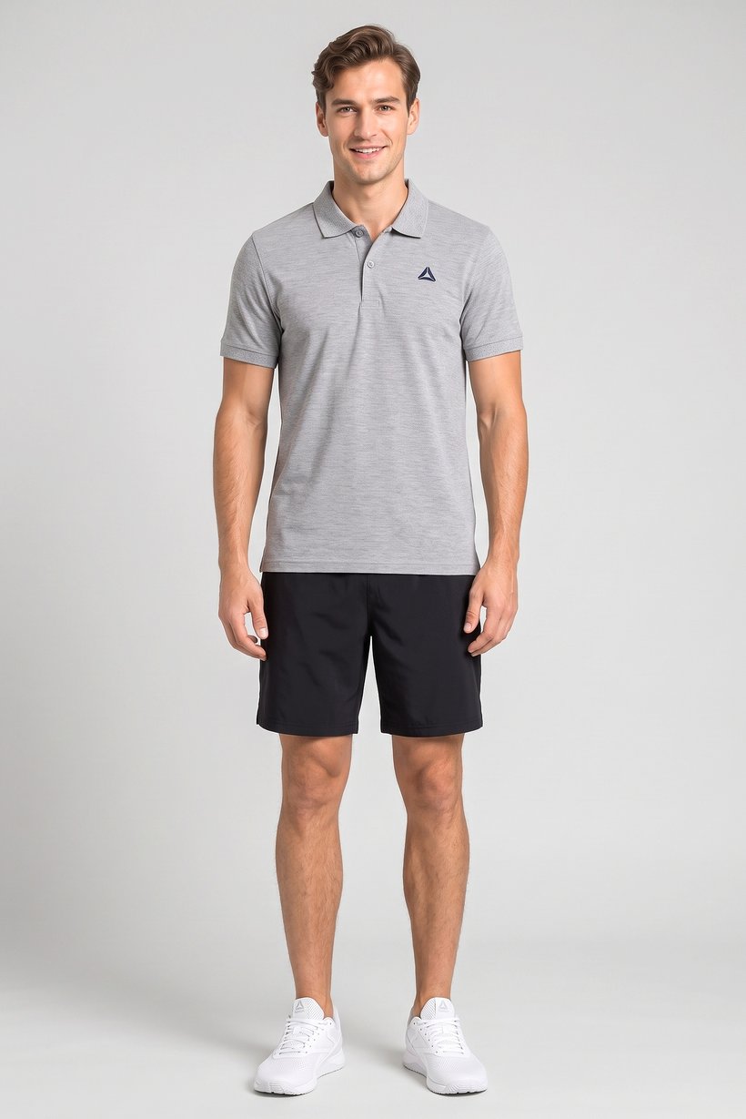 Men Sportswear Fit Short Sleeve Outdoor Polo Shirt, Grey