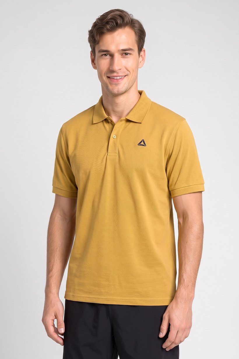 Men Sportswear Fit Short Sleeve Outdoor Polo Shirt, Mustard