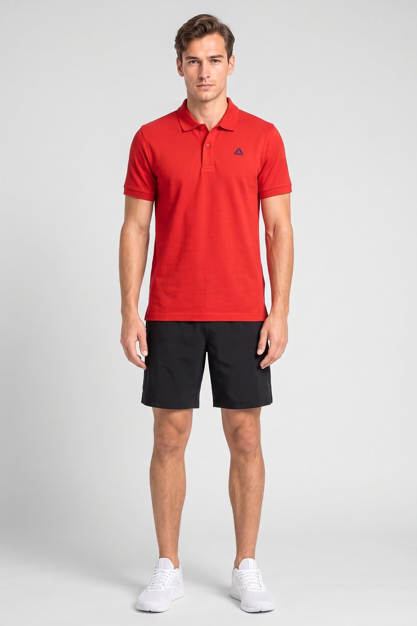 Men Sportswear Fit Short Sleeve Outdoor Polo Shirt, Red