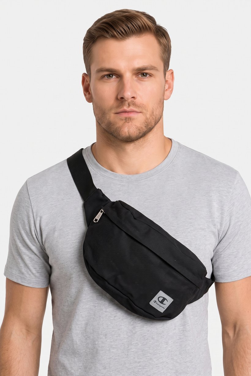 Men Brand Logo Fanny Bag, Black