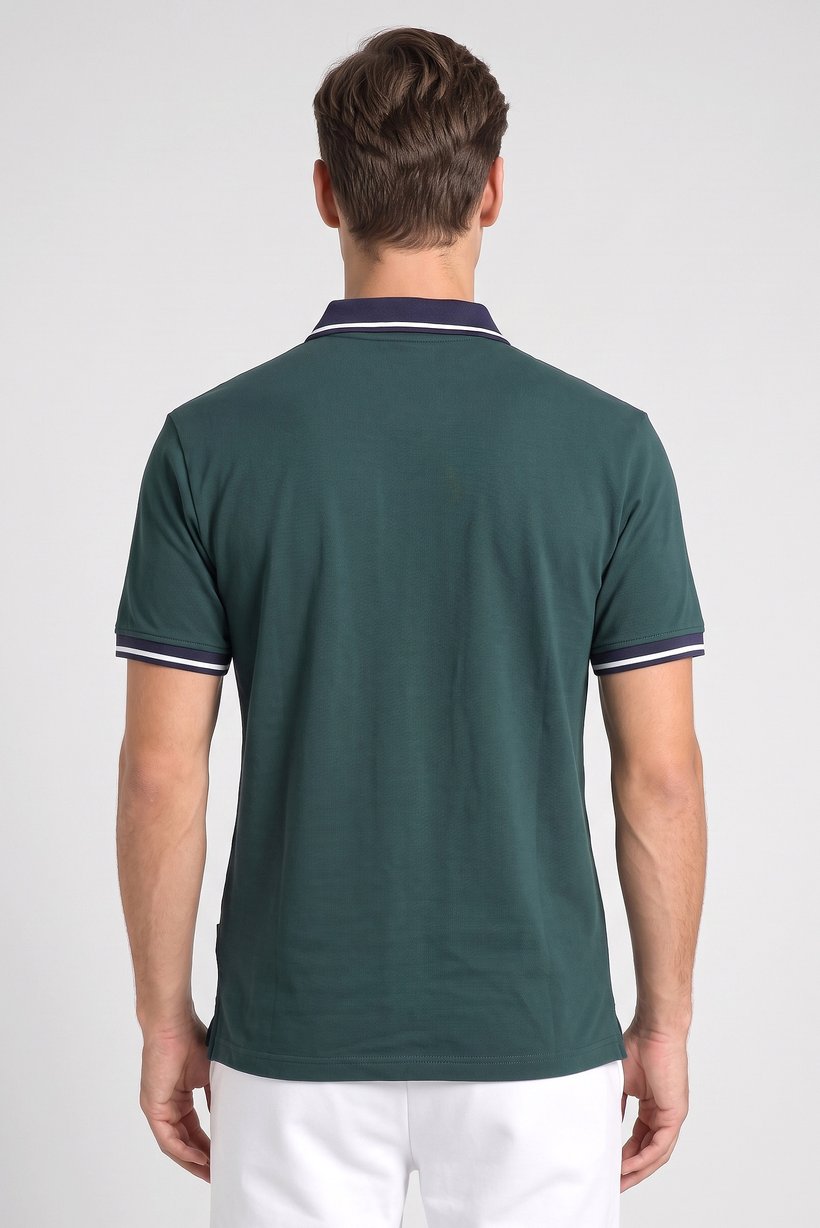 Men Sportswear Fit Short Sleeve Outdoor Polo Shirt, Dark Green