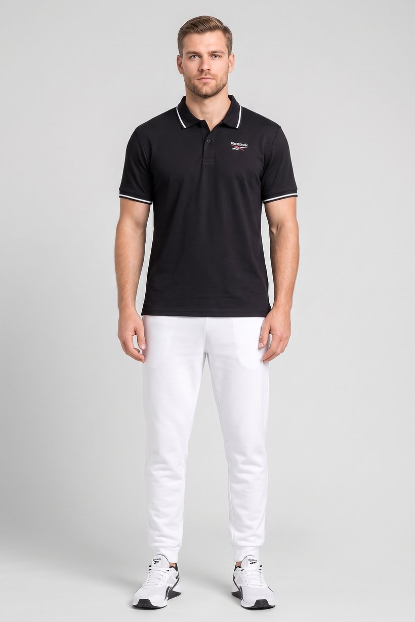 Men Sportswear Fit Short Sleeve Outdoor Polo Shirt, Black