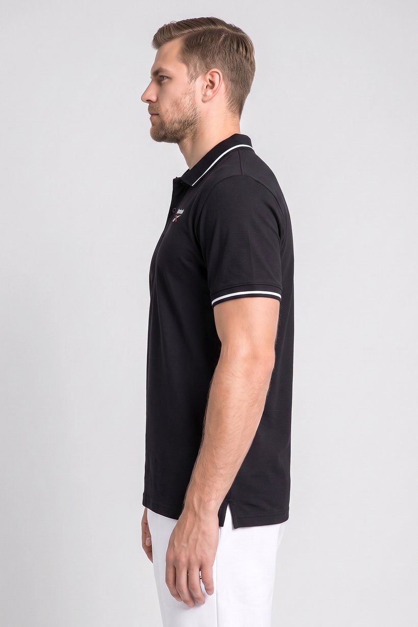 Men Sportswear Fit Short Sleeve Outdoor Polo Shirt, Black