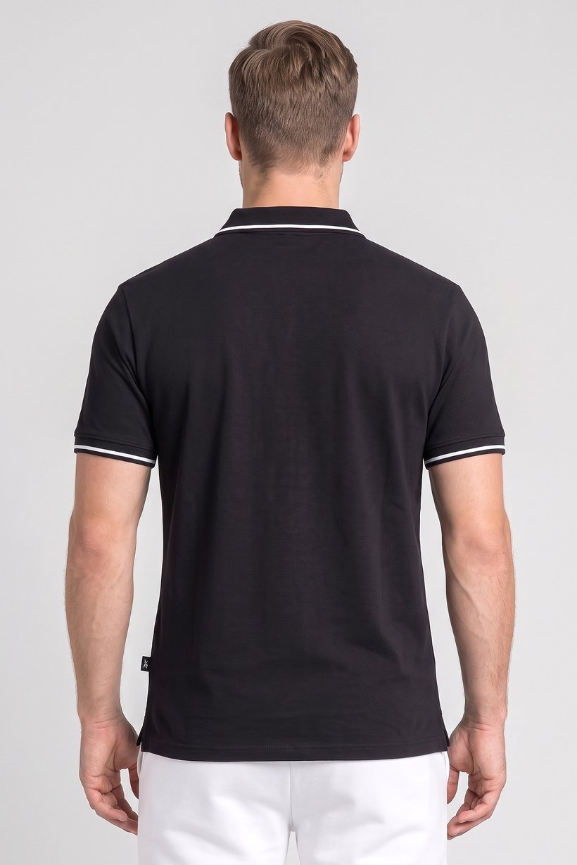 Men Sportswear Fit Short Sleeve Outdoor Polo Shirt, Black
