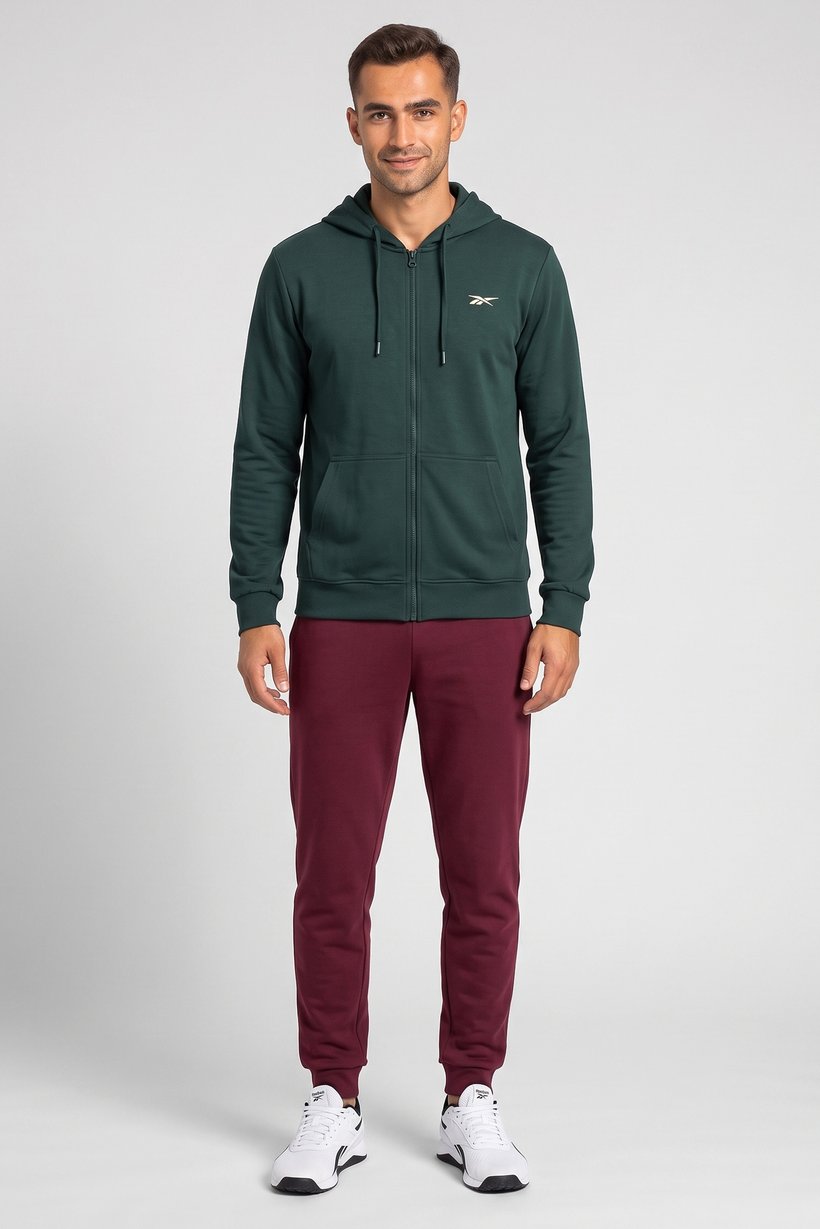Men Sportswear Fit Long Sleeve Outdoor Hoodie, Dark Green