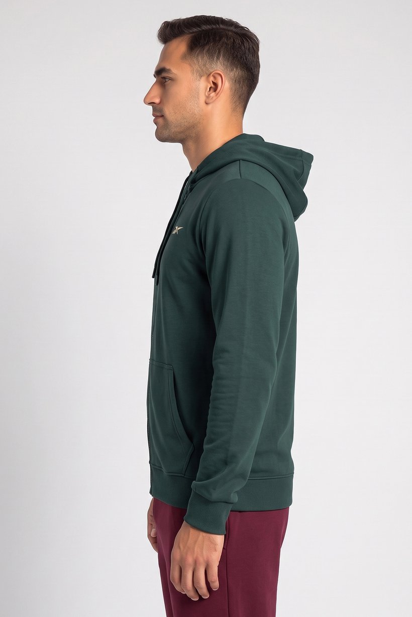 Men Sportswear Fit Long Sleeve Outdoor Hoodie, Dark Green