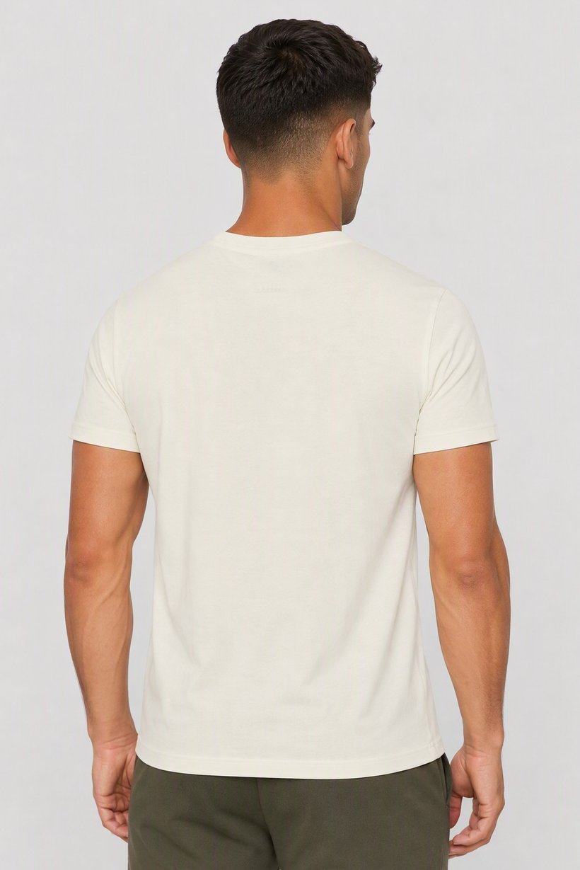 Men Sportswear Fit Short Sleeve Outdoor T-Shirt, Ivory