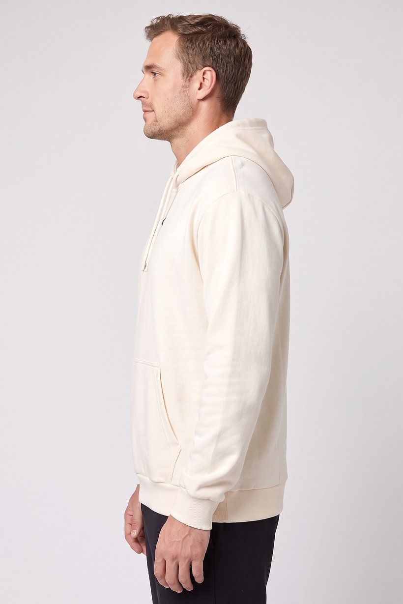 Men Sportswear Fit Long Sleeve Outdoor Hoodie, Light Beige
