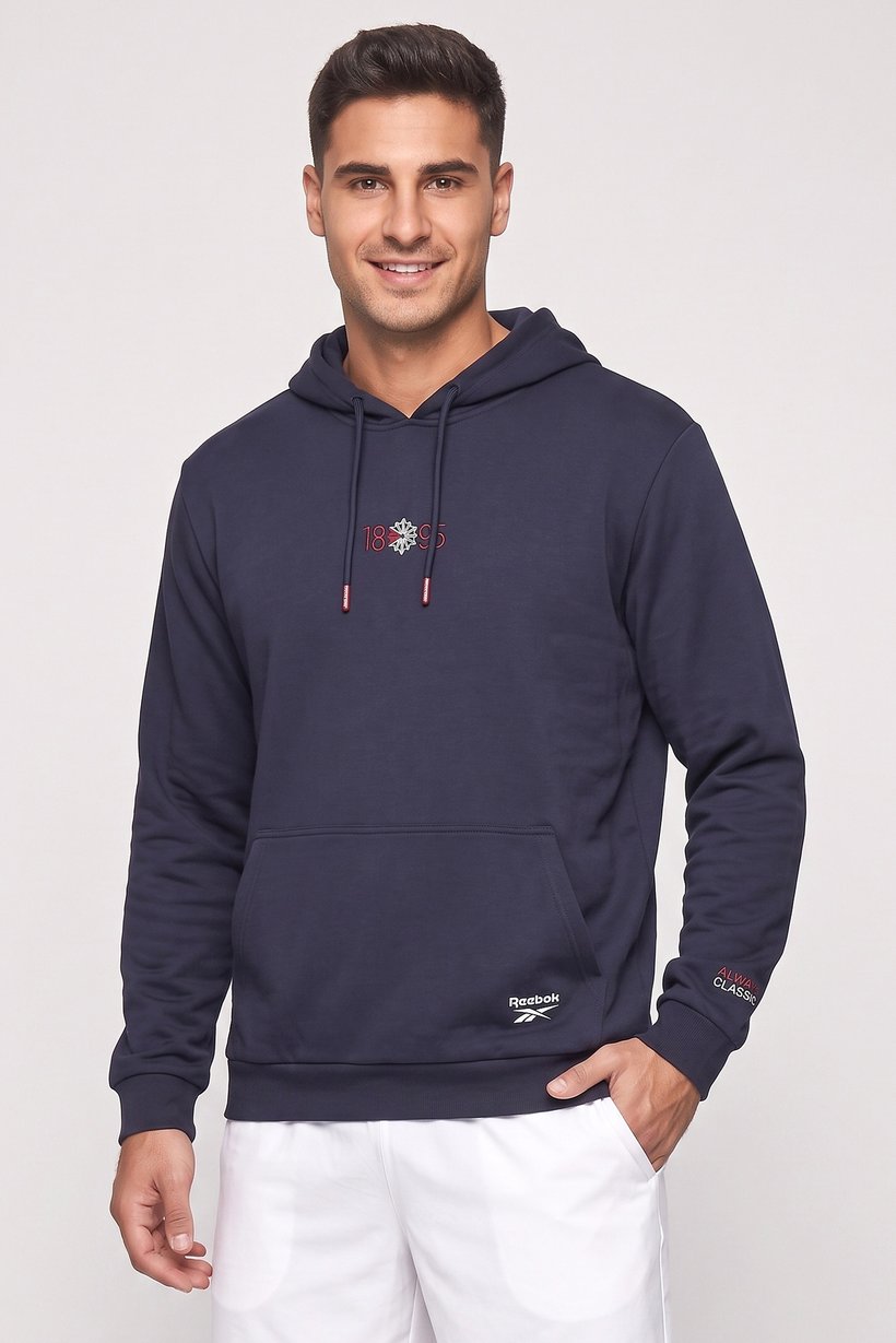 Men Sportswear Fit Long Sleeve Outdoor Hoodie, Navy