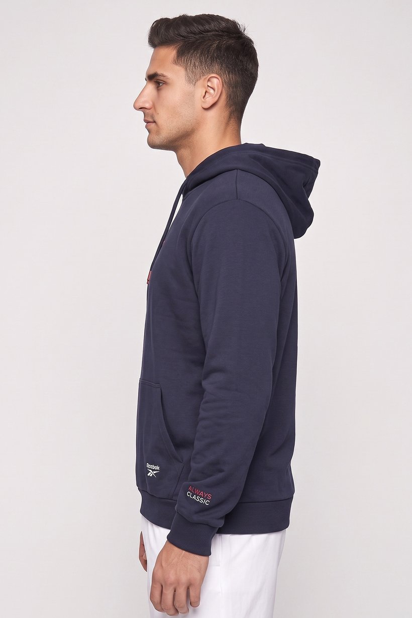 Men Sportswear Fit Long Sleeve Outdoor Hoodie, Navy