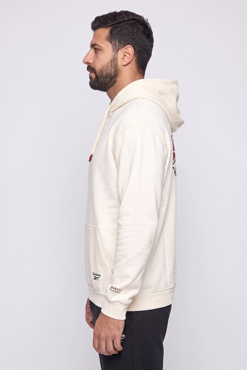 Men Sportswear Fit Long Sleeve Outdoor Hoodie, Light Beige